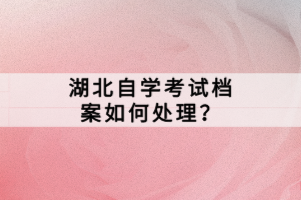 湖北自學考試檔案如何處理？