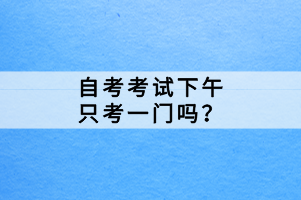 自考考試下午只考一門嗎？