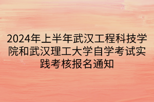 2024年上半年武漢工程科技學(xué)院和武漢理工大學(xué)自學(xué)考試實踐考核報名通知