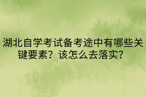 湖北自學(xué)考試備考途中有哪些關(guān)鍵要素？該怎么去落實？