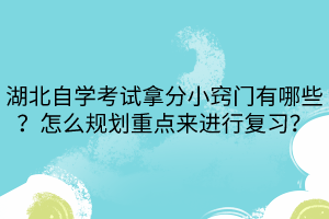 湖北自學(xué)考試拿分小竅門有哪些？怎么規(guī)劃重點(diǎn)來進(jìn)行復(fù)習(xí)？