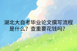 湖北大自考畢業(yè)論文撰寫流程是什么？查重要花錢嗎？