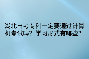 湖北自考?？埔欢ㄒㄟ^計算機(jī)考試嗎？學(xué)習(xí)形式有哪些？