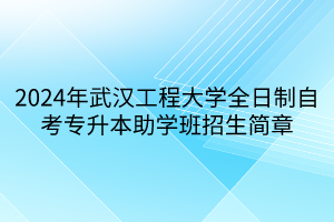 2024年武漢工程大學(xué)全日制自考專升本助學(xué)班招生簡(jiǎn)章