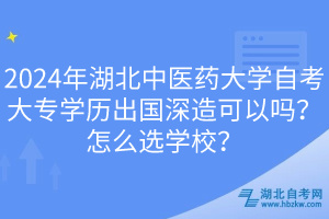 2024年湖北中醫(yī)藥大學自考大專學歷出國深造可以嗎？怎么選學校？