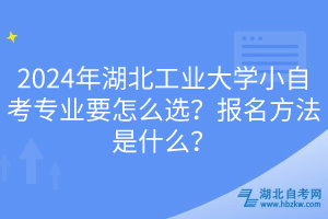 2024年湖北工業(yè)大學小自考專業(yè)要怎么選？報名方法是什么？