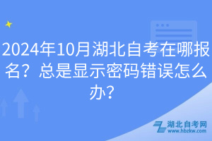 2024年10月湖北自考在哪報名？總是顯示密碼錯誤怎么辦？