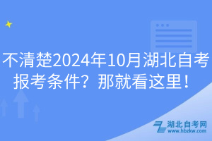 不清楚2024年10月湖北自考報(bào)考條件？那就看這里！