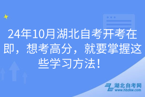 24年10月湖北自考開考在即，想考高分，就要掌握這些學(xué)習(xí)方法！