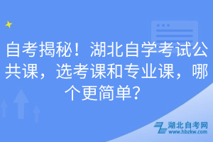 自考揭秘！湖北自學(xué)考試公共課，選考課和專業(yè)課，哪個更簡單？