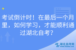 考試倒計(jì)時(shí)！在最后一個(gè)月里，如何學(xué)習(xí)，才能順利通過湖北自考？