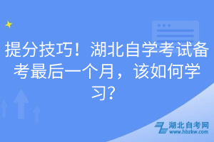 提分技巧！湖北自學(xué)考試備考最后一個月，該如何學(xué)習(xí)？