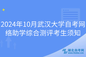 2024年10月武漢大學(xué)自考網(wǎng)絡(luò)助學(xué)綜合測評考生須知