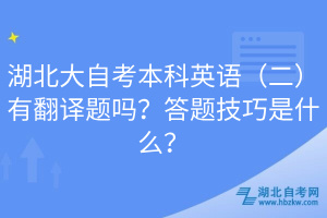 湖北大自考本科英語（二）有翻譯題嗎？答題技巧是什么？