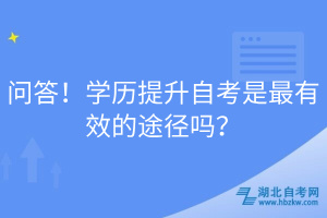 問答！學(xué)歷提升自考是最有效的途徑嗎？