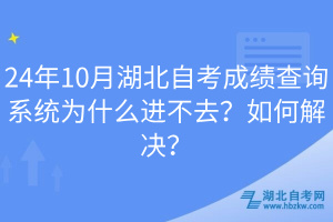 24年10月湖北自考成績查詢系統(tǒng)為什么進不去？如何解決？