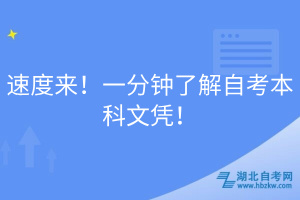 速度來！一分鐘了解自考本科文憑！