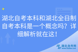 湖北自考本科和湖北全日制自考本科是一個(gè)概念嗎？詳細(xì)解析就在這！