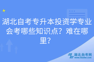 湖北自考專升本投資學專業(yè)會考哪些知識點？難在哪里？