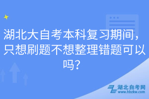 湖北大自考本科復(fù)習(xí)期間，只想刷題不想整理錯題可以嗎？