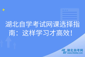 湖北自學(xué)考試網(wǎng)課選擇指南：這樣學(xué)習(xí)才高效！