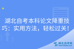 湖北自考本科論文降重技巧：實(shí)用方法，輕松過(guò)關(guān)！