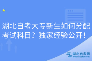 湖北自考大專新生如何分配考試科目？獨家經(jīng)驗公開！