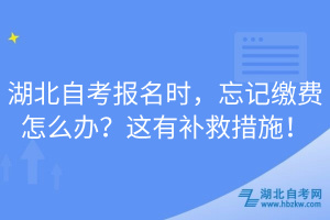 湖北自考報(bào)名時(shí)，忘記繳費(fèi)怎么辦？這有補(bǔ)救措施！