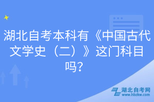 湖北自考本科有《中國古代文學史（二）》這門科目嗎？