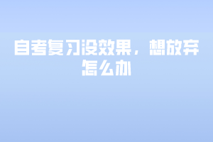 自考復(fù)習(xí)沒效果，想放棄怎么辦？