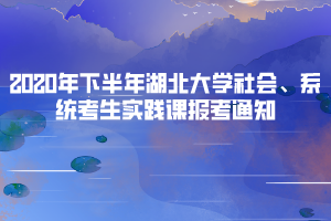 2020年下半年湖北大學(xué)社會、系統(tǒng)考生實(shí)踐課報考通知