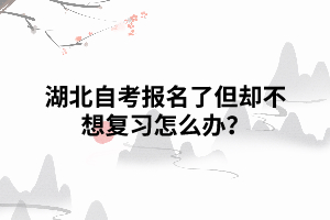 湖北自考報名了但卻不想復習怎么辦？