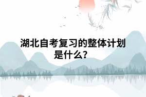 湖北自考復(fù)習(xí)的整體計(jì)劃是什么？