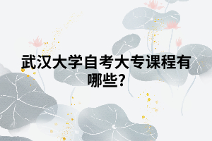 武漢大學(xué)自考大專(zhuān)課程有哪些?