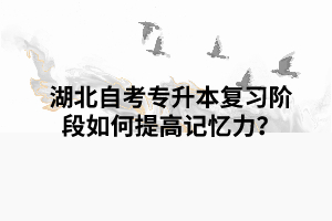 湖北自考專升本復習階段如何提高記憶力？