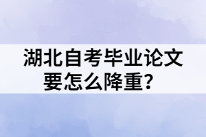 湖北自考畢業(yè)論文要怎么降重？