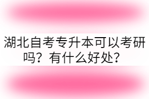 湖北自考專升本可以考研嗎？有什么好處？