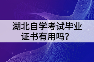 湖北自學(xué)考試畢業(yè)證書有用嗎？