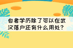 自考學(xué)歷除了可以在武漢落戶還有什么用處？