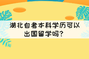 湖北自考本科學(xué)歷可以出國(guó)留學(xué)嗎？