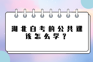 湖北自考的公共課該怎么學(xué)？