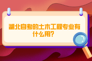 湖北自考的土木工程專業(yè)有什么用？