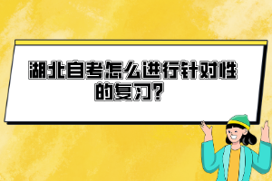 湖北自考怎么進行針對性的復(fù)習(xí)？