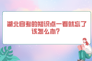 湖北自考的知識(shí)點(diǎn)一看就忘了該怎么辦？