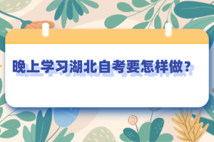 晚上學(xué)習(xí)湖北自考要怎樣做？