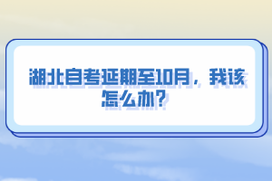 湖北自考延期至10月，我該怎么辦？