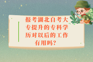 報(bào)考湖北自考大專提升的?？茖W(xué)歷對(duì)以后的工作有用嗎？