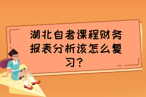 湖北自考課程財務報表分析該怎么復習？