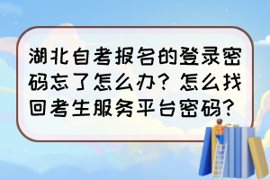 湖北自考報名的登錄密碼忘了怎么辦？怎么找回考生服務(wù)平臺密碼？