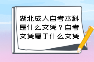 湖北成人自考本科是什么文憑？自考文憑屬于什么文憑？